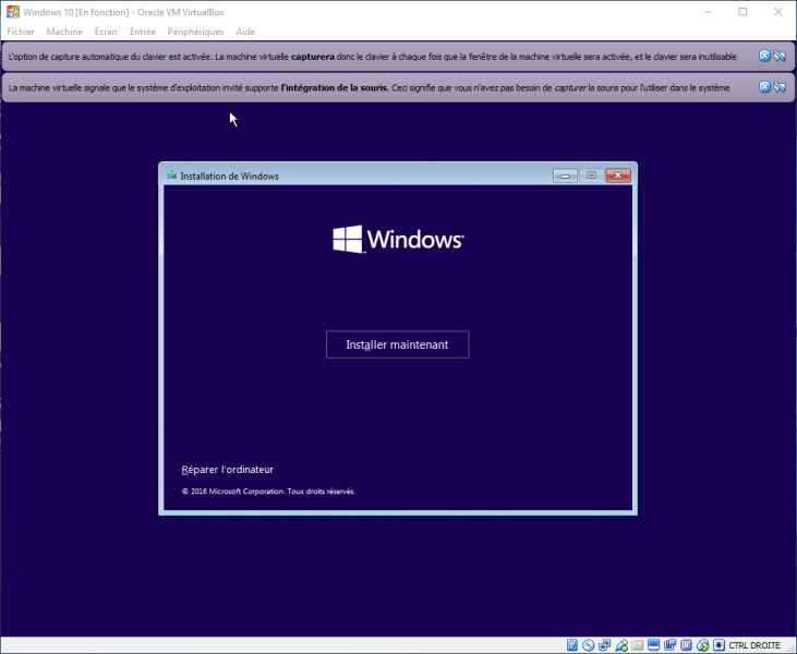Windows 10 sur une machine virtuelle
